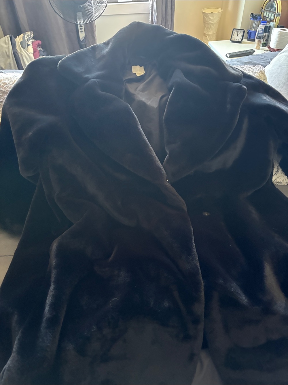 H&M Black Plush Faux-Fur Teddy Jacket